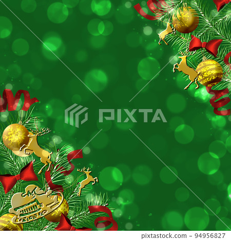 聖誕裝飾綠色背景球散景 94956827