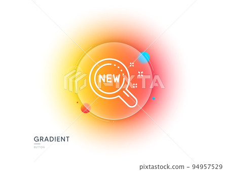 New products line icon. Gradient blur button with glassmorphism. Search sign. Magnifier glass symbol. Transparent glass design. New products line icon. Vector New products line icon. Gradient blur button with glassmorphism. Search sign. Magnifier glass symbol. Transparent glass design. New products line icon. Vector 94957529