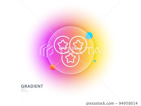 Stars line icon. Gradient blur button with glassmorphism. Best ranking sign. Rating symbol. Transparent glass design. Stars line icon. Vector 94958014