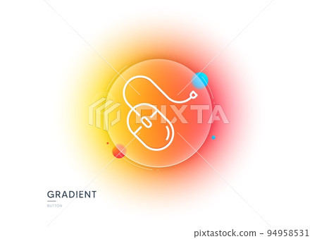 Mouse line icon. Gradient blur button with glassmorphism. Computer component device sign. Transparent glass design. Computer mouse line icon. Vector 94958531
