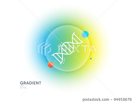 Chemistry dna line icon. Gradient blur button with glassmorphism. Laboratory analysis sign. Chemical formula symbol. Transparent glass design. Chemistry dna line icon. Vector 94958676