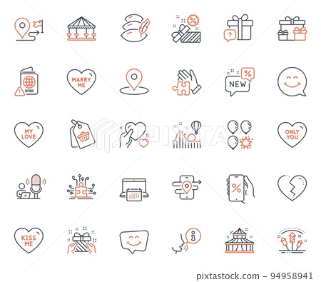 Holidays icons set. Included icon as Fireworks rocket, Gps and Broken heart web elements. Carousels, Surprise boxes, Discounts app icons. Smile face, Circus, Marry me web signs. Pillow. Vector Holidays icons set. Included icon as Fireworks rocket, Gps and Broken heart web elements. Carousels, Surprise boxes, Discounts app icons. Smile face, Circus, Marry me web signs. Pillow. Vector 94958941