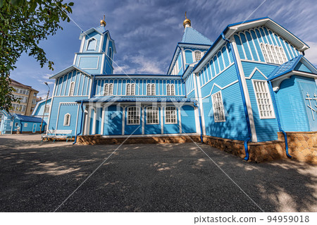 View of the facade of old wooden St. Nicholas Church View of the facade of old wooden St. Nicholas Church 94959018