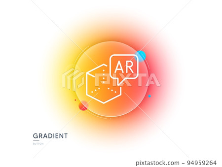 Augmented reality line icon. Gradient blur button with glassmorphism. VR simulation sign. 3d cube symbol. Transparent glass design. Augmented reality line icon. Vector Augmented reality line icon. Gradient blur button with glassmorphism. VR simulation sign. 3d cube symbol. Transparent glass design. Augmented reality line icon. Vector 94959264