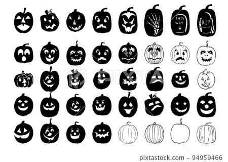 Halloween pumpkins Silhouette set - Vector Illustration Halloween pumpkins Silhouette set - Vector Illustration 94959466