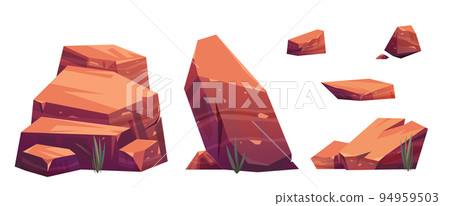 Set of cartoon stones isolated on white background Set of cartoon stones isolated on white background 94959503