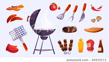 Bbq set, barbecue food and cooking stuff elements 94959513
