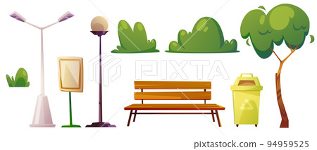 Set of city elements, constructor, park items 94959525