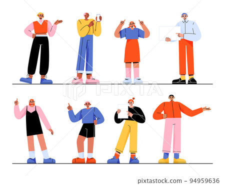 People pointing finger flat vector illustration 94959636