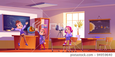 Kids in astronomy lesson in school classroom Kids in astronomy lesson in school classroom 94959640