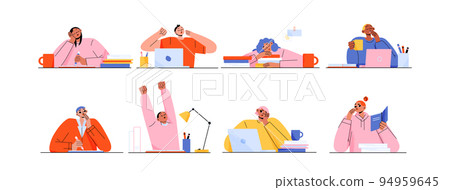 Tired and bored students feel sleepy Tired and bored students feel sleepy 94959645