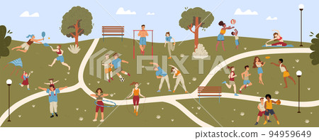 People outdoor activities in park illustration People outdoor activities in park illustration 94959649