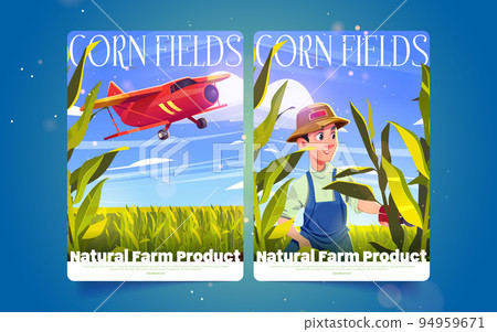 Natural farm products cartoon posters with farmer Natural farm products cartoon posters with farmer 94959671