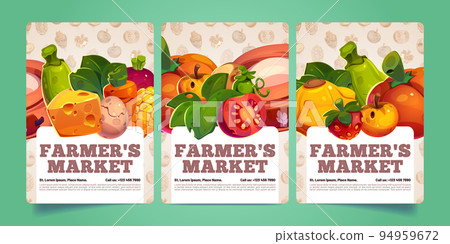 Farmers market posters with farm produce Farmers market posters with farm produce 94959672