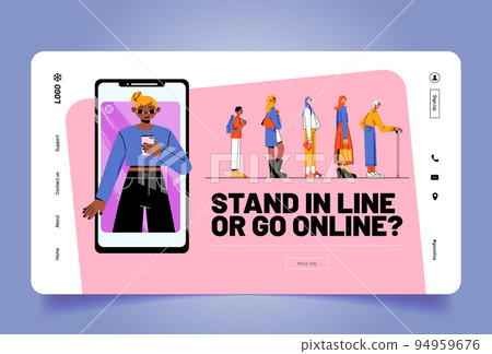 Virtual shopping or services VS offline web banner Virtual shopping or services VS offline web banner 94959676