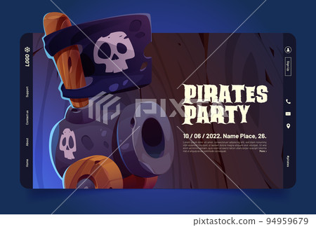 Pirates party landing page cartoon template Pirates party landing page cartoon template 94959679