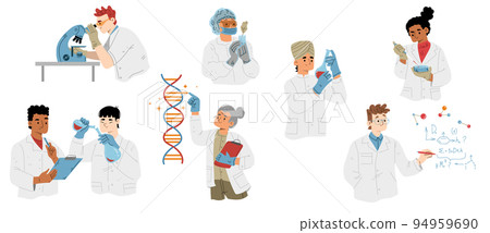 Scientists research in lab isolated vector set 94959690