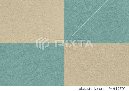 Texture of craft beige and blue paper background with cells pattern, macro. Vintage kraft cerulean cardboard. Texture of craft beige and blue paper background with cells pattern, macro. Vintage kraft cerulean cardboard. 94959701
