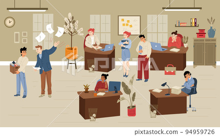 Angry boss yell on employees in office furious ceo Angry boss yell on employees in office furious ceo 94959726