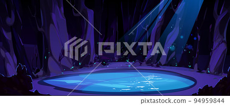 Night forest landscape with clear pond and trees Night forest landscape with clear pond and trees 94959844