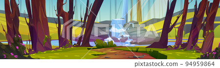 Summer forest scene with cascade waterfall 94959864