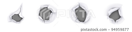 Holes in paper, pages with torn curve edges set Holes in paper, pages with torn curve edges set 94959877