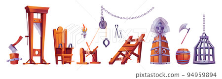 Medieval torture room items and executioner tools 94959894