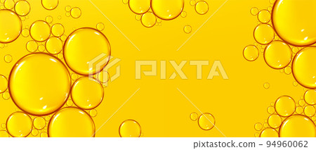 Texture of liquid yellow oil with air bubbles 94960062