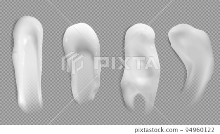 White cosmetic product swatches, cream, lotion 94960122