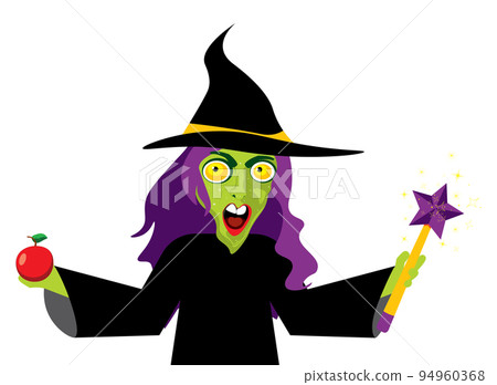Green witch with apple Green witch with apple 94960368
