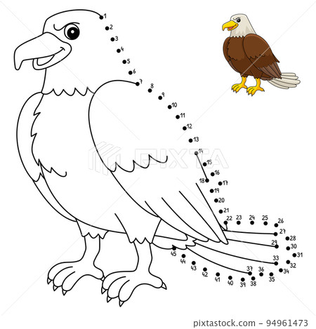 Dot to Dot Eagle Isolated Coloring Page for Kids 94961473