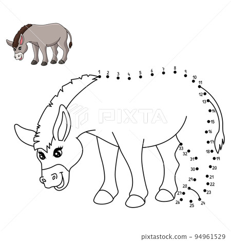 Dot to Dot Donkey Isolated Coloring Page for Kids Dot to Dot Donkey Isolated Coloring Page for Kids 94961529