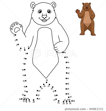 Dot to Dot Bear Isolated Coloring Page for Kids Dot to Dot Bear Isolated Coloring Page for Kids 94961531
