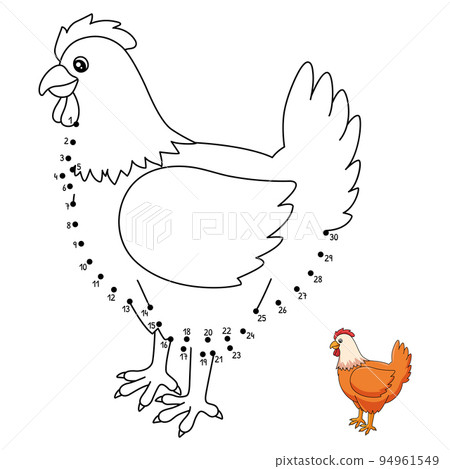 Dot to Dot Chicken Isolated Coloring Page for Kids Dot to Dot Chicken Isolated Coloring Page for Kids 94961549