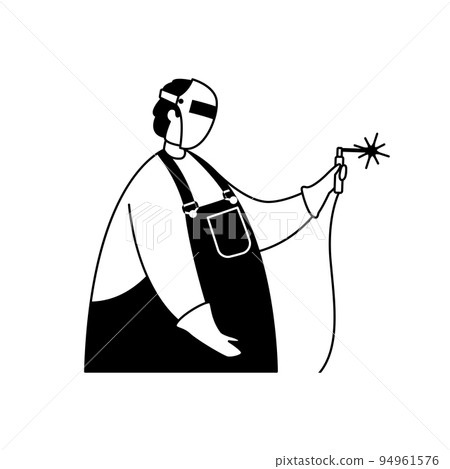 Vector illustration of a welder in a mask and apron. Profession. Outline Vector illustration of a welder in a mask and apron. Profession. Outline 94961576