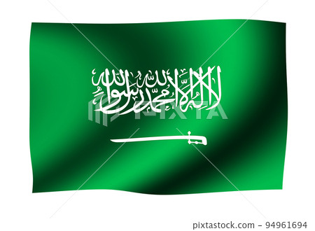 在風中飄揚的旗幟插圖 | 沙特阿拉伯 94961694