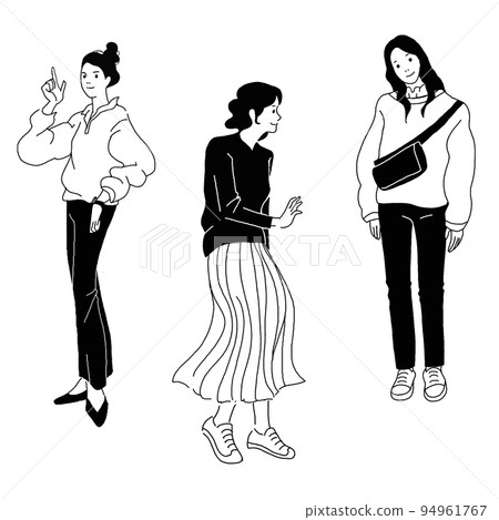 時尚女性的矢量線描 94961767