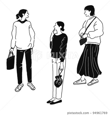 Vector line drawing of a fashionable woman 94961769