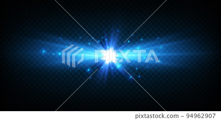 Glow light effect with white and blue sparks shining with special light. White glowing light. Starlight from rays. The sun is illuminated. Bright beautiful star. Sun light. EPS10. 94962907
