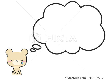 一隻悲傷的上半身熊和一個簡單的蓬鬆氣球 一隻悲傷的上半身熊和一個簡單的蓬鬆氣球 94963517
