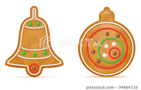 christmas gingerbread cookies for new year's holiday celebration vector illustration 94964316