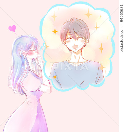A woman who thinks of her favorite man 94965681