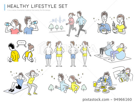 Vector illustration material: set of people who exercise for diet and health management 94966160