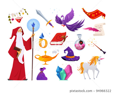 Magic and sorcery - modern flat design style object set Magic and sorcery - modern flat design style object set 94966322