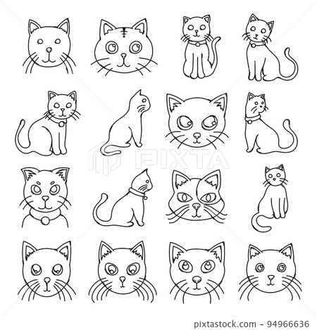Cat Doodle vector icon set. Drawing sketch illustration hand drawn line eps10 Cat Doodle vector icon set. Drawing sketch illustration hand drawn line eps10 94966636