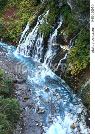 Shiraito Falls where you can see the blueness in vertical position Shiraito Falls where you can see the blueness in vertical position 94966840