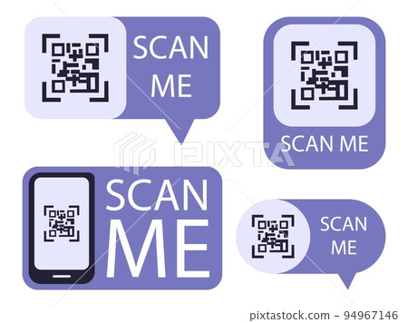 QR code payment scan me labels for smartphone app, vector illustration isolated. 94967146