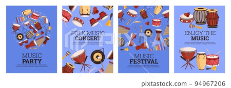 Music festival, concert and party posters set, flat vector illustration. 94967206
