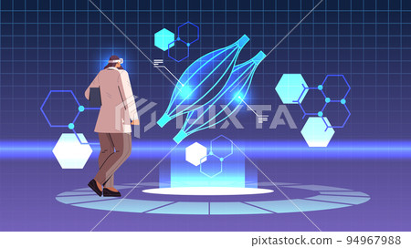 doctor in digital glasses looking at virtual detailed explanation anatomical muscle internal organ vr vision metaverse 94967988