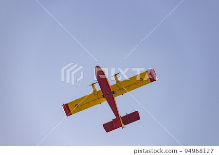 Seaplan. Spanish Air Force rehearsing for the National Day of October 12 through the streets of the city of Madrid. MADRID, SPAIN - OCTOBER 5, 2022. 94968127